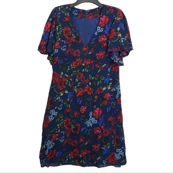Hatch The Grace Maternity Dress in Blue Floral Flutter Sleeve 1 Small - Picture 5 of 9